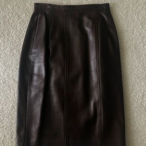 Chanel Brown Vintage Leather Lambskin Pencil Skirt